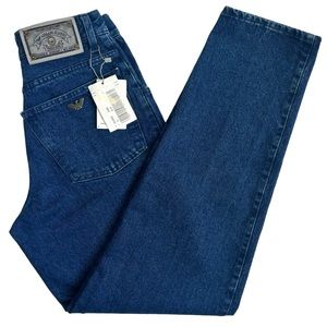 Giorgio Armani 1990 Vintage Slim Fit Dark High Rise/Waisted  Blue Denim Jeans 27